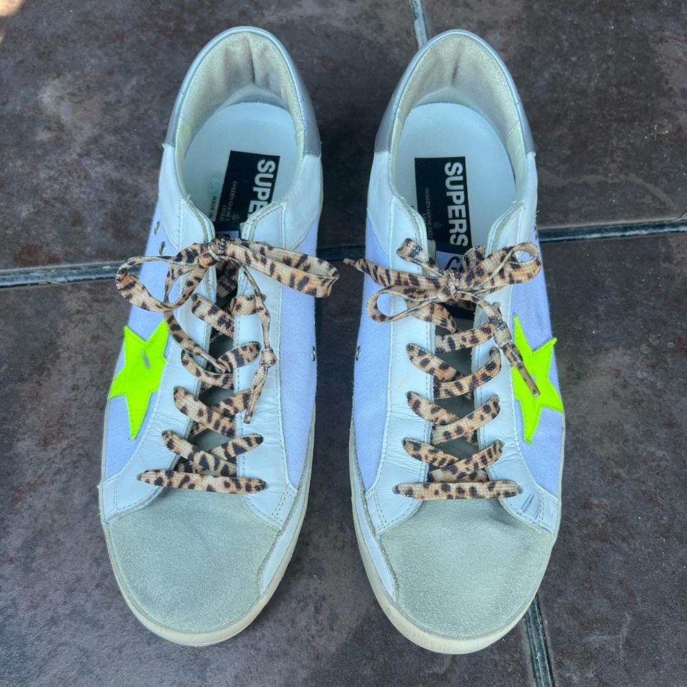 Golden Goose Superstar Authentic Skateboard Sneakers Leopard Laces 41 11